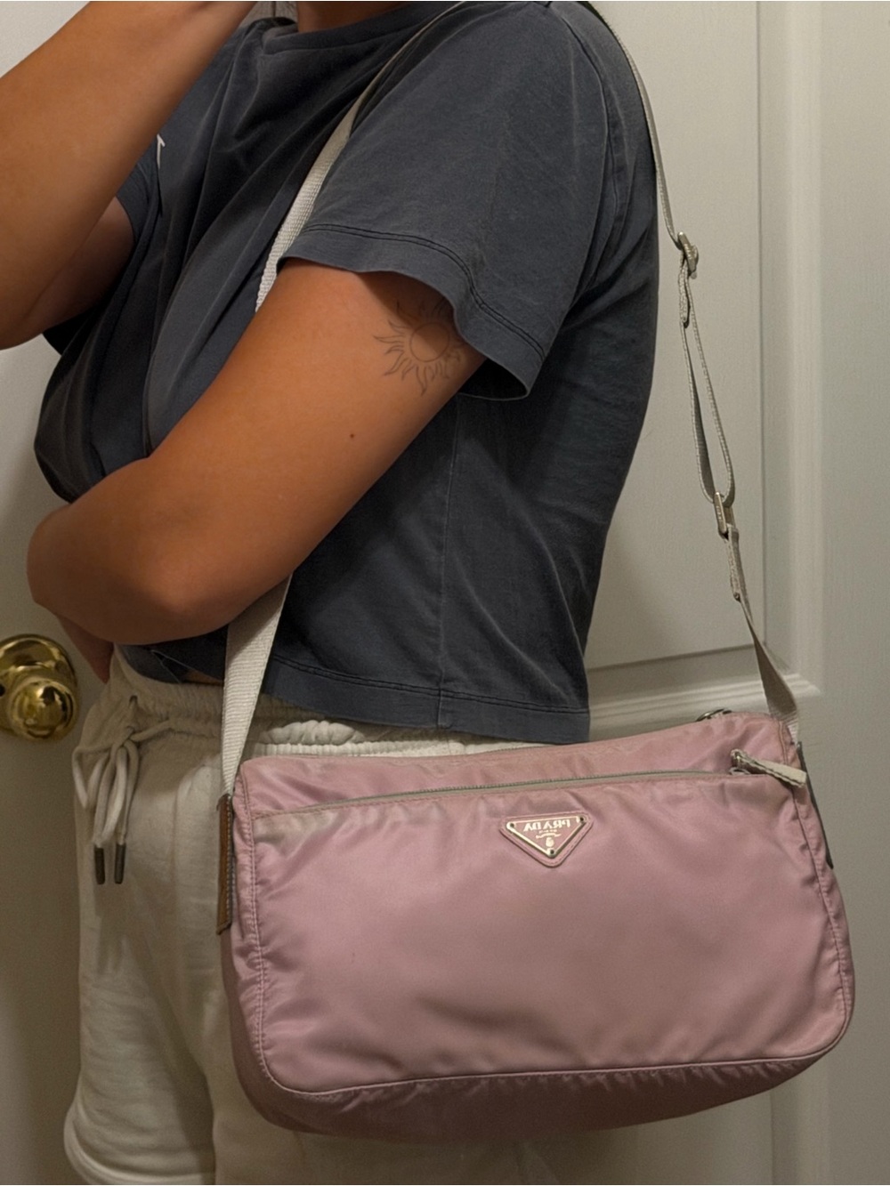 Prada Tessuto Soft Pink Hue Nylon Shoulder Crossbody Bag - Picture 9 of 16
